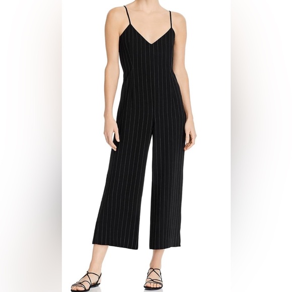 CUPCAKES AND CASHMERE Pants - CUPCAKES AND CASHMERE Womens Back V-neck Spaghetti Strap V Neck Cropped Jumpsuit